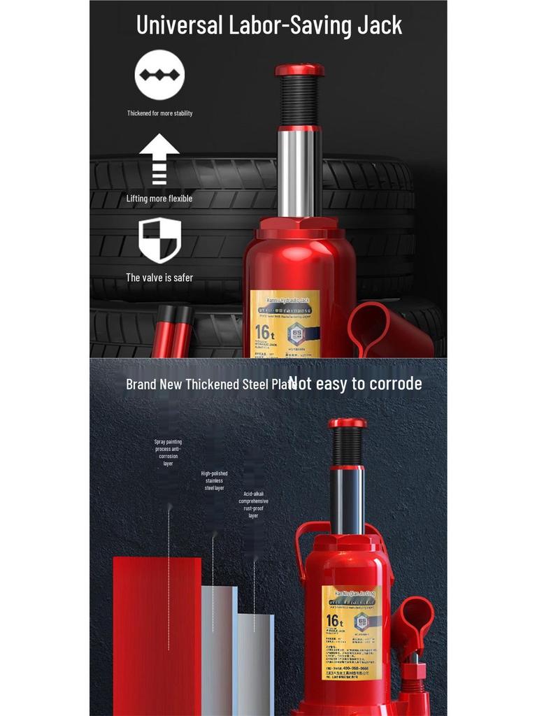 Han Niu 2-Ton Vertical Hydraulic Jack for Small Cars & 5-Ton Pneumatic Jack for Trucks