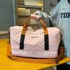 Nylon Travel Duffle Bag with Shoe Compartment Large Capacity Argyle Pattern Casual Weekender Overnight Gym Storage Bag