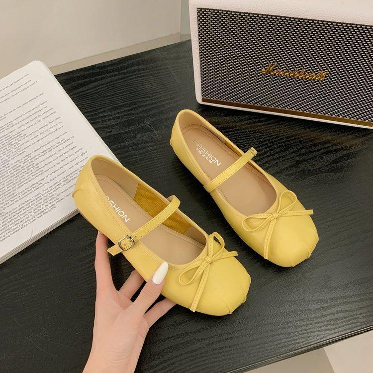 French silver Mary Jane single shoes women's 2025 new autumn and summer with skirt leather shoes ballet flat beanie shoes
