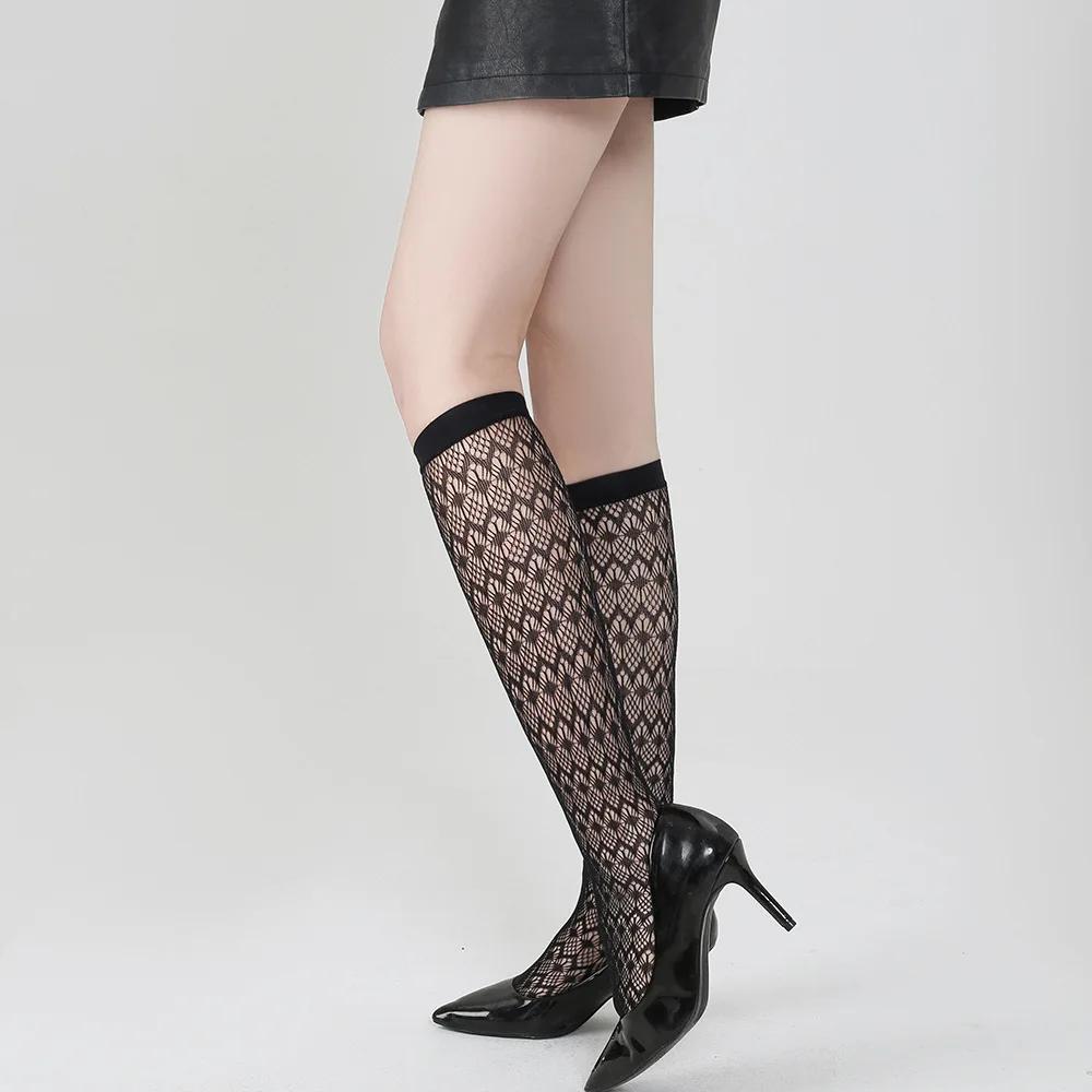 Dark Crew Net Stockings Spring Summer Chic Trendy Mid-Calf Hosiery Airy Comfy Bulk Pricing Black Mesh Socks Fashion Legwear