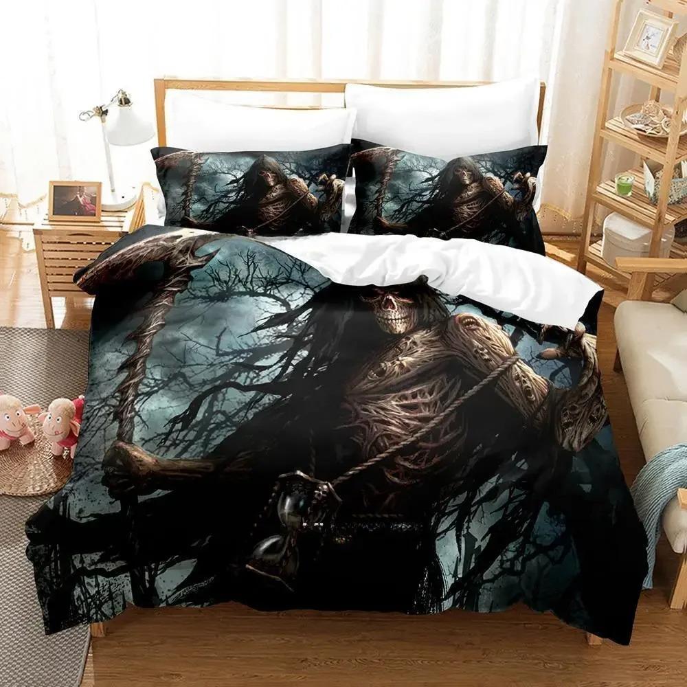 

Комплект постельного белья Dark Grim Reaper Single Twin Full Queen King Size для взрослых и детей, комплект пододеяльников, комплект простыней с 3D-аниме 70x133cm 2pcs