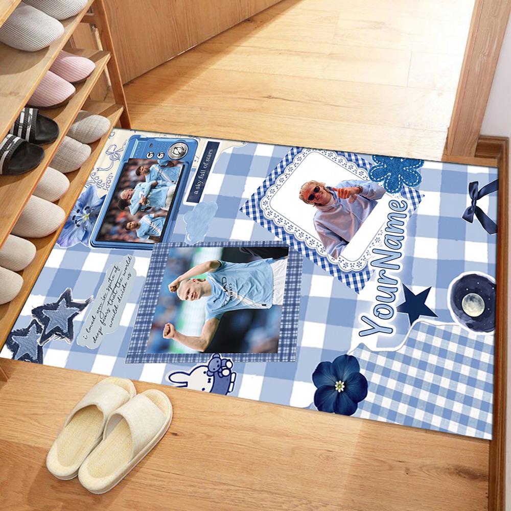 Haaland 59 Personalized Text Area Rug Suitable for Dining Room Dormitory Study Room Hallway Anti-slip Rug Anime Office Decor Birthday/Christmas Gift