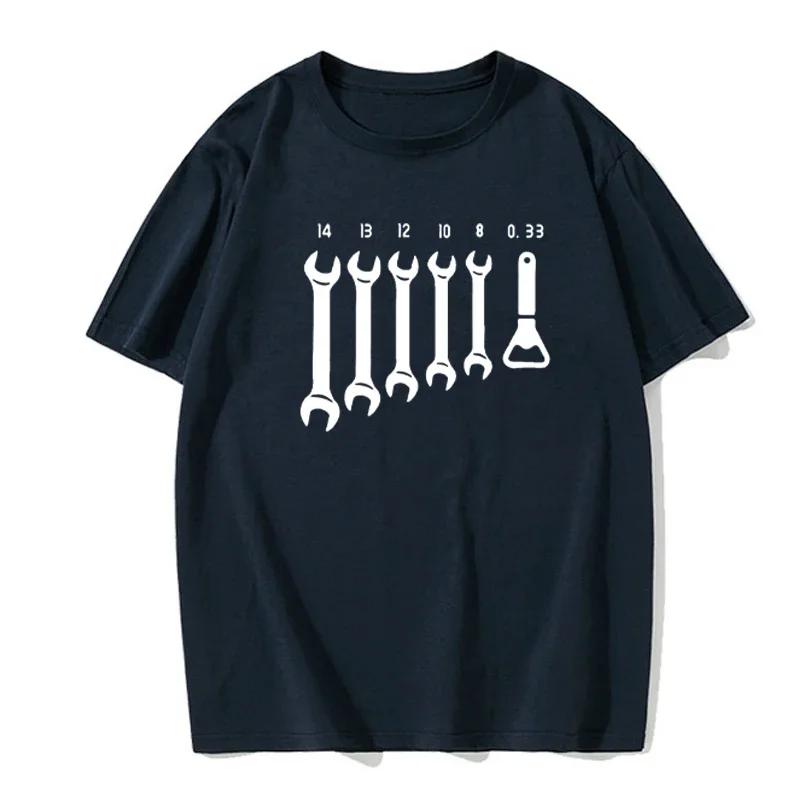 Vintage Screw Wrench Opener Mechanic T-Shirts Men Car Fix Engineer Cotton Tee Short Sleeve Funny T Shirts Top Tee Men's Clothes