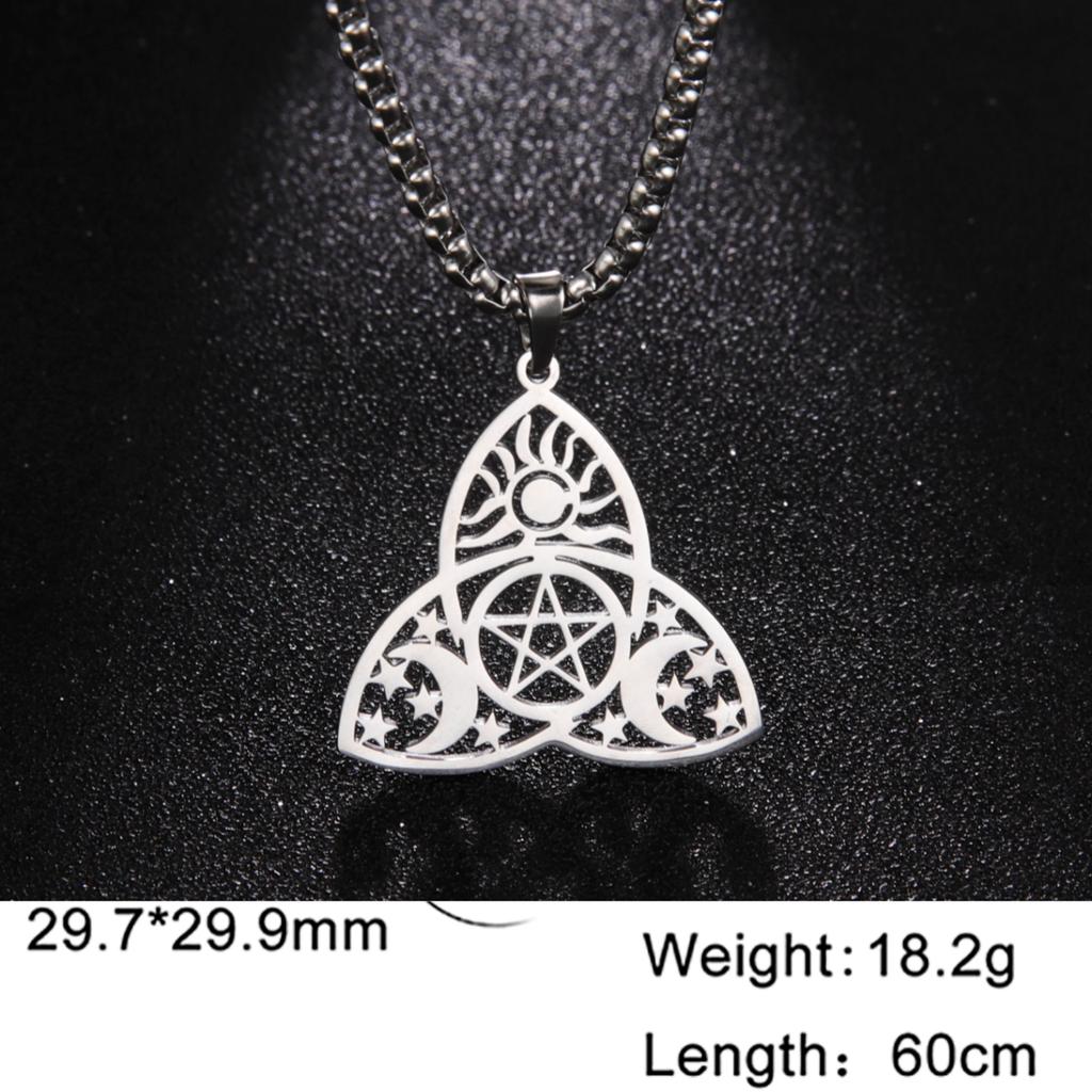 LIKGREAT Triquetra Symbol Pendant Necklace Stainless Steel Trinity Irish Celtic Witch Knot Amulet Religious Jewelry Gifts