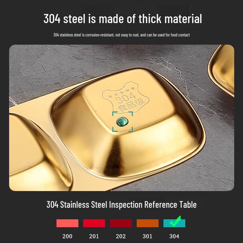 304 Stainless Steel Korean Multi-Compartment Seasoning and Dipping Sauce Dish for Restaurants and Hot Pots