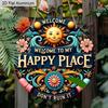 2D Flat 1pc Welcome Aluminum Hanging Plaque, Colorful Sun and Floral Welcome Signs, Porch Decor, Patio Decor, Whimsical Home Entrance Decor