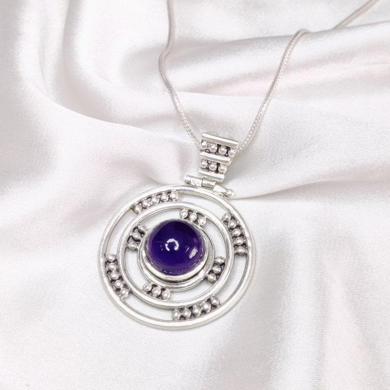 Amethyst Gemstone Necklace, Handmade Jewelry, Designer Necklace, Boho Jewelry, Silver Charm Jewelry, 925 Sterling Silver