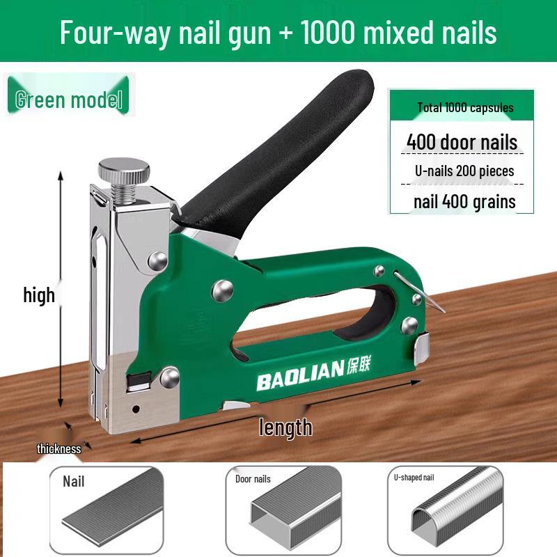 Manual Pneumatic Nail Gun: Brad Nailer, Steel Nailer, U-Shaped & Straight Nails for Wire Trough and Woodworking.
