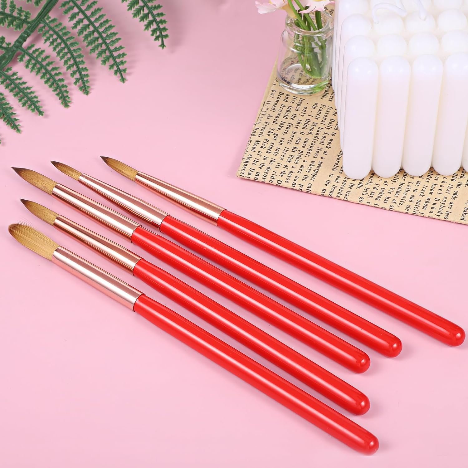 Acrylic Nail Brushes, 5 PCS Acrylic Brushes for Nails Art Tips Builder Brush Professional Nails Design Pen Painting Tools Nail Brush Set for Acrylics