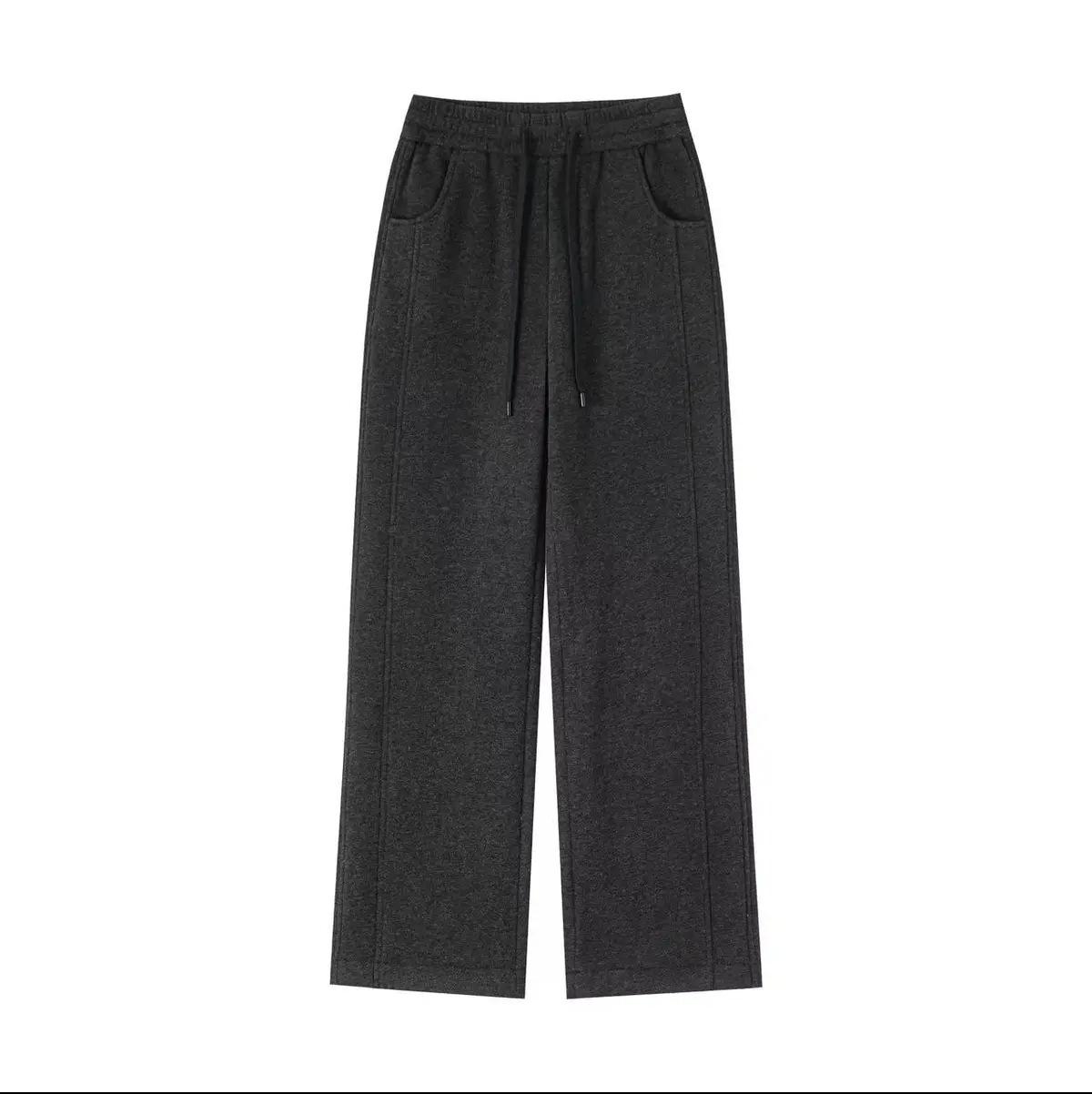 

High-Waisted Velvet Straight-Leg Cotton Pants with Sheep Wool for Winter M [Recommended 100-115 lbs]