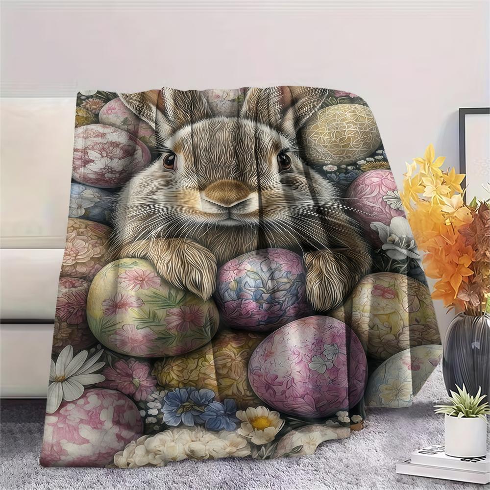 Easter egg Print Flannel Blanket,High quality Comfortable for All Seasons,Home Decor,Warmth and Comfort,Perfect for Christmas Gifts