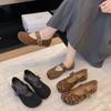 Temperament Round Head Flat Sole Shoes Women's 2025 New Spring and Autumn French Retro Mary Jane Small Leather Shoes Light Mouth Commuter Shoes