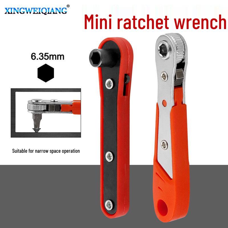 Magnetic Mini 36-Tooth Reversible Ratchet Wrench with Quick-Release Plastic Ring for Tight Spaces