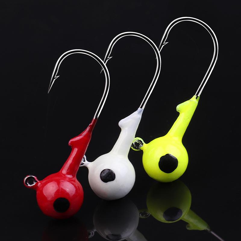 Luminous Soft Bait Jig Head Fishing Hook Grub Worm Lure