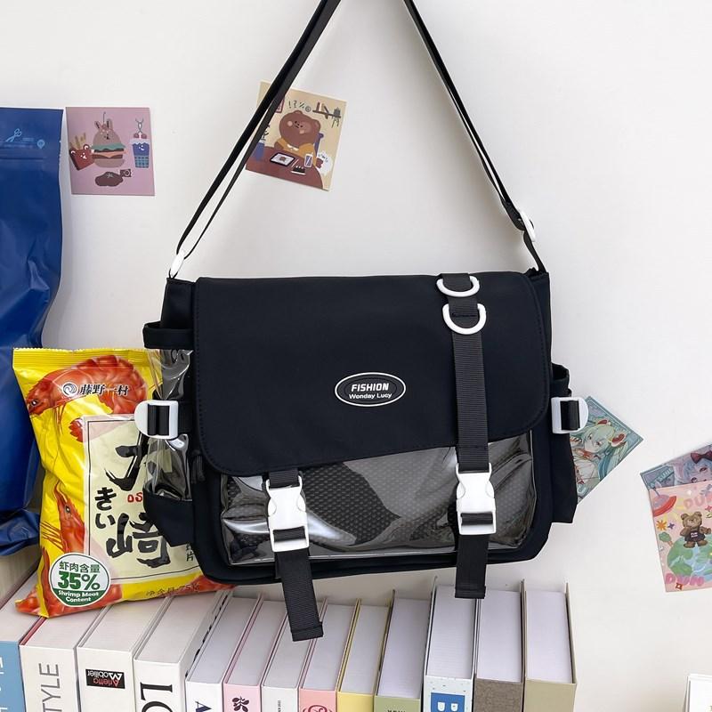 School Bag 2025 Large Capacity School Bag Mail Carrier Bag Transparent Versatile Simple Shoulder Bag High Value Messenger Bag