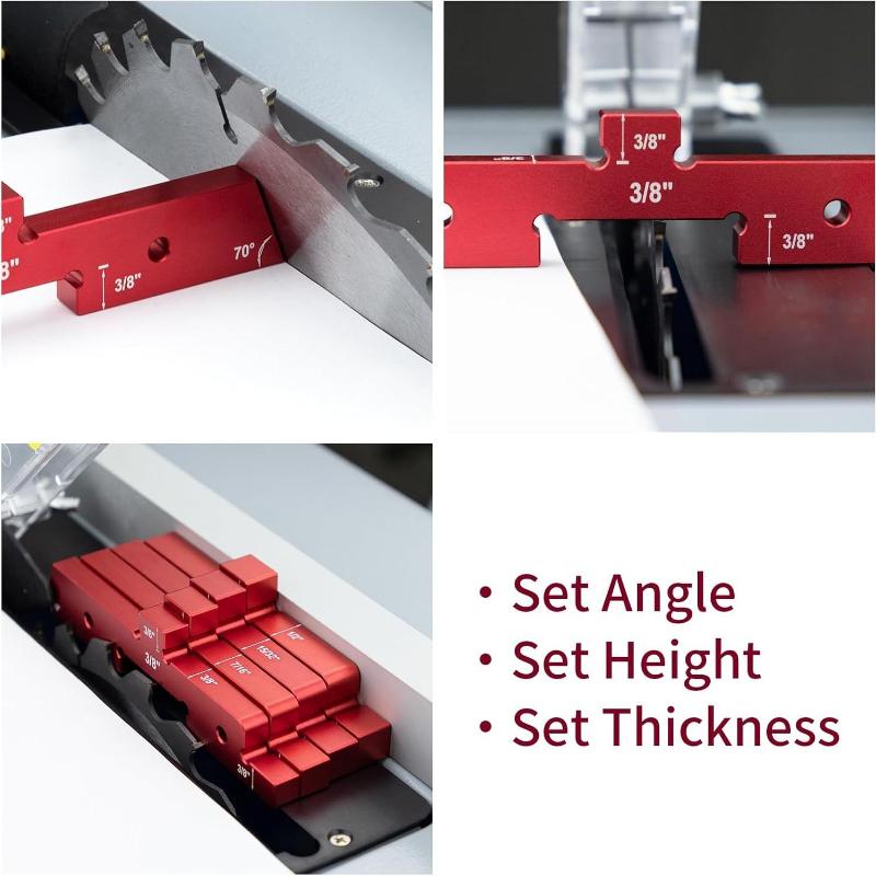 14PCS Saw Setup Blocks Woodworking Adjustable Height Gauge Set Ruler Measuring Table Saw Cushion Block Tool Accessories
