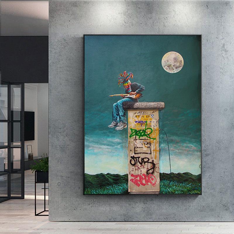 

Абстрактный гитарист Холст Живопись Современное граффити Искусство Плакаты и принты Настенное искусство Картина для гостиной Домашний декор Cuadros
