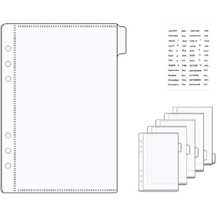 NatSumeBasics 12 A5 Binder Pocket Dividers with Tabs Zipless 5" x 8" Clear Cash Stuffing Envelopes Planner erts for 6 Ring Budgeting Accessories (12