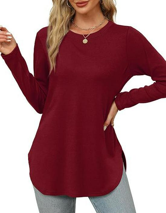 Autumn Women's Solid Long Sleeve Round Neck Loose Casual Top