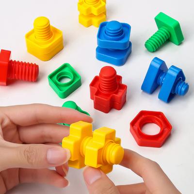 5Pcs Colorful Nut Screw Building Blocks Montessori Infant Shape Color Recognition Fun Matching Puzzle Kids Educational Toy