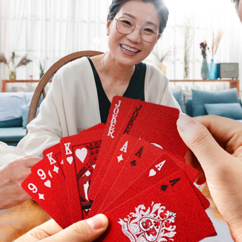 Red Style Playing Cards Playing Cards With Dragon Backing PET Waterproof Deck Of Cards For Family Board Game Gift