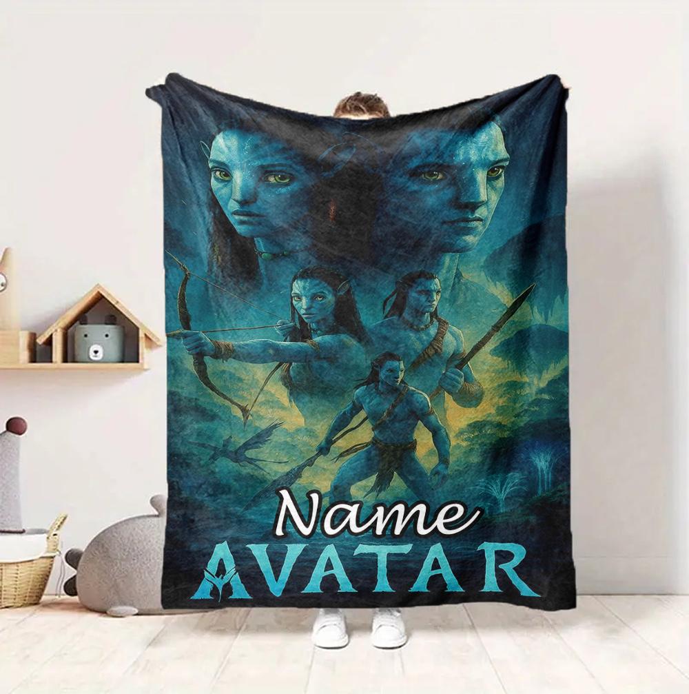 Custom Name Avatar World Flannel Blanket Throw Blanket Soft Warm Sofa Bed Decor Unique Gift