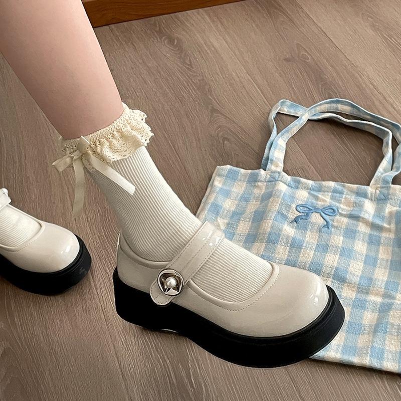 Fashion Platform Thick Heel Women Mary Jane Shoes Fashion Shallow Round Toe Shoes Casual Outdoor Street Style Single Shoes Black Loafers