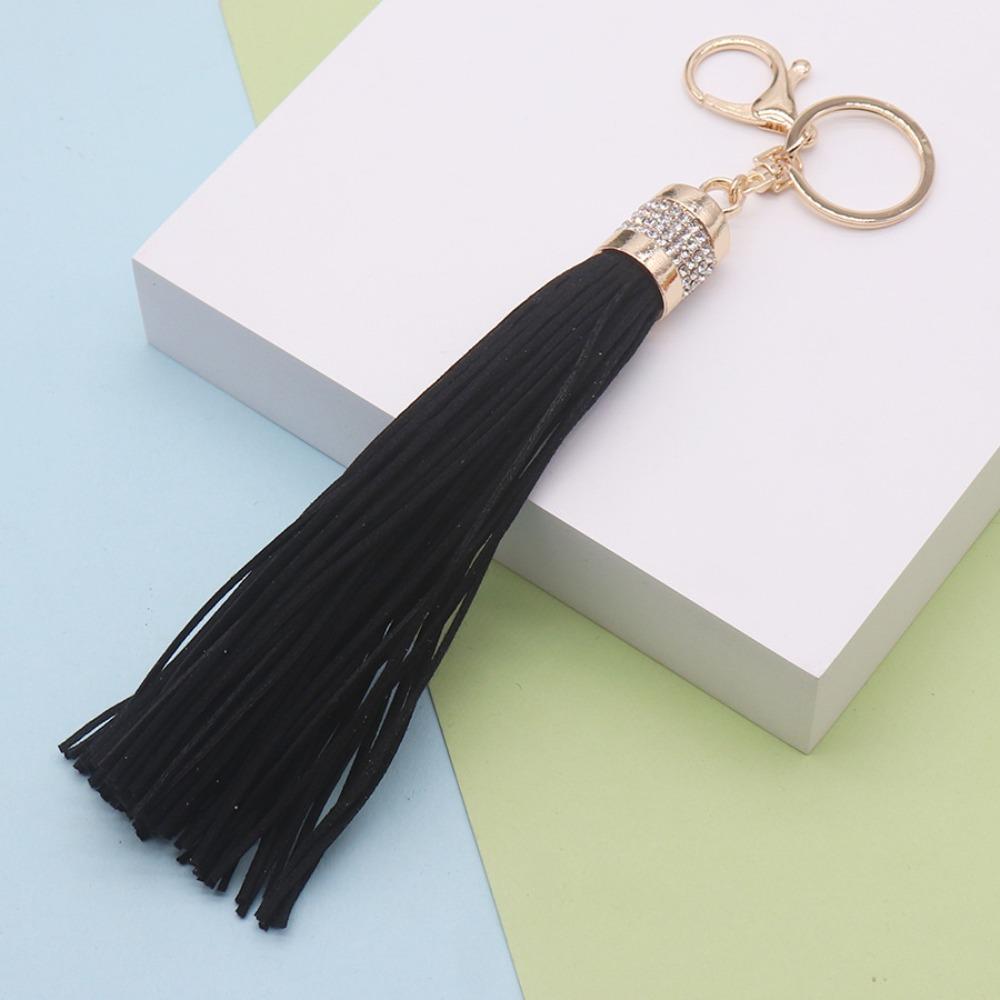 Cute Hanger Leather Tassel Keychain Alloy Pu Car Keyring Fashion DIY Bag Charm Men