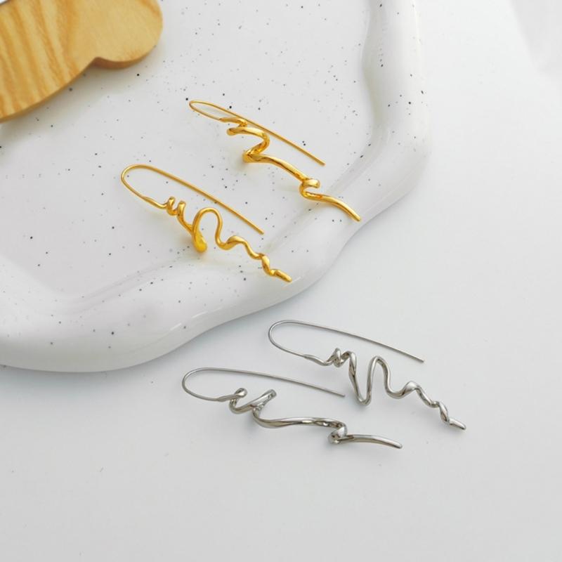 Abstrakcyjne Kolczyki Solidne Mosiężne Kolczyki Trójwymiarowe Wzory Wygodne dla Modnych Kobiet Panie Odzież Codzienna