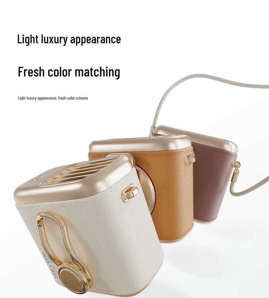360° Rotating Portable Retro Leather Fan: Waist-Hanging, Bag-Hanging, Desktop Three-in-One Outdoor Cooler