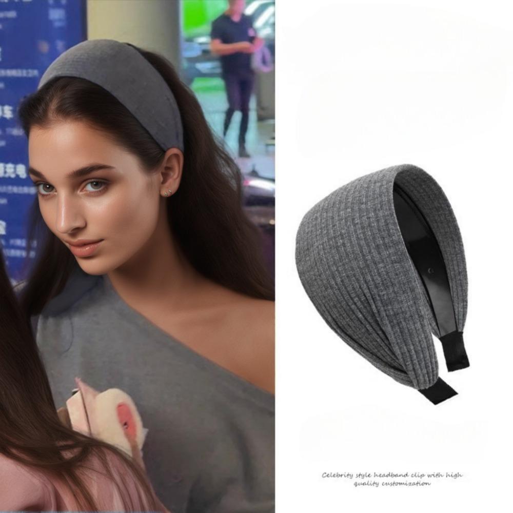 1pc Retro Handmade Knitted for Women's Simple High Cranial Top Pressure Hair Non-slip Headband Simple Atmosphere Show Face Small
