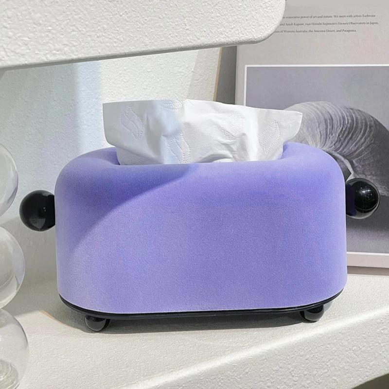 Retro Olive Green Tissue Box Holder Creative Desktop Decor Velvet Napkin Storage Box Living Room Decoration Tissue Boxes