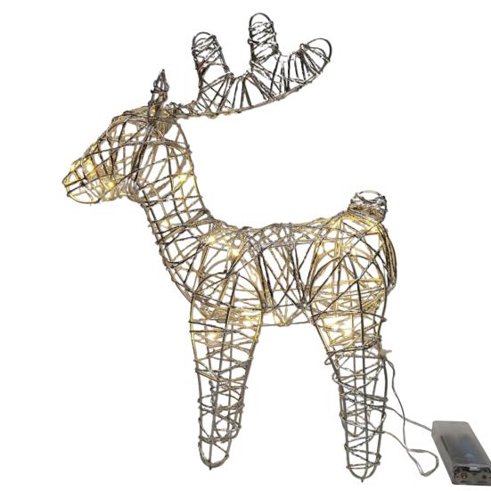 LED Light Up Christmas Reindeer Decor 20 Warm White Lights Metal Yard Decoration for Outdoor Indoor Lawn Garden Xmas Decor