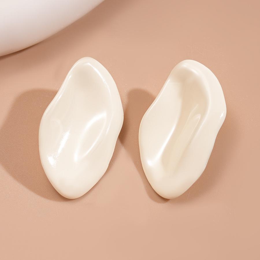 Dripping Irregular Geometric Oval Silver Needle Earrings Simple Earrings