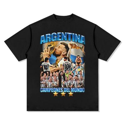 Argentina Team Football T Shirt Unisex Oversized Pure Cotton Short Sleeve Vintage Sportswear Top For Daily Casual Outfit