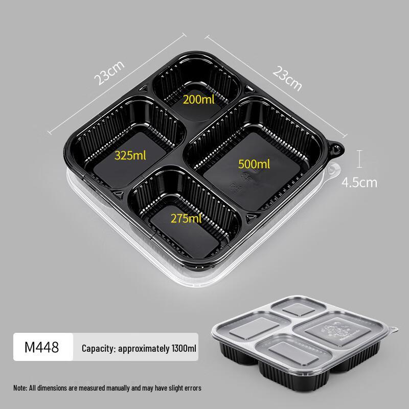 Molona 4-Compartment Square Disposable Plastic Takeout Container