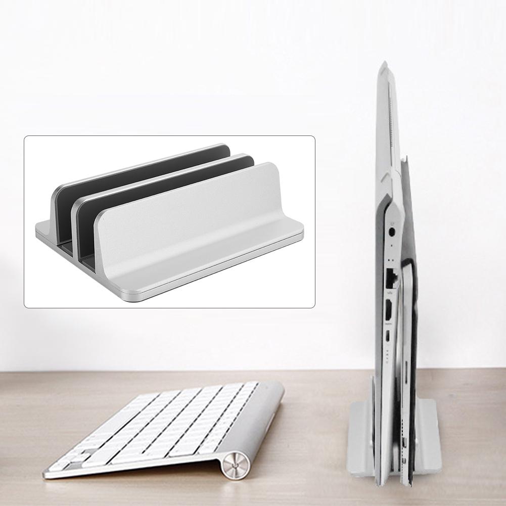 Dual Storage Vertical Type Notebook Computer Book Aluminium Alloy Bracket Base Desktop Double Card Slot Heat