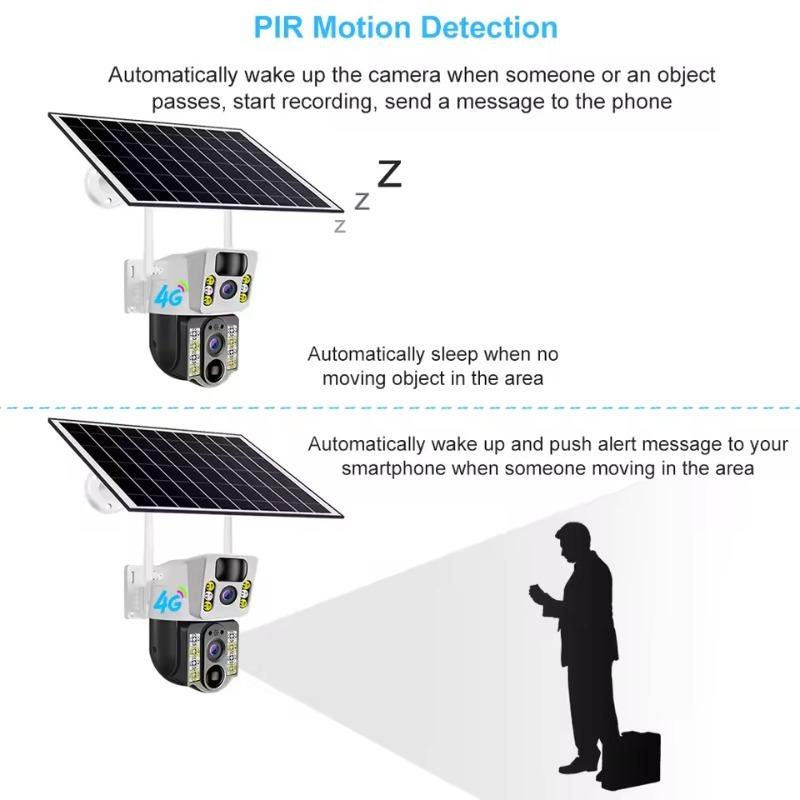 8MP 4K Solar Camera Outdoor Dual Lens WIFI Smart Life Home Automation IP Camera Night Vision Security Camera 360 Monitoring CCTV