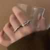 Dark Retro Distressed Pentagram Antique Silver Adjustable Ring for Women