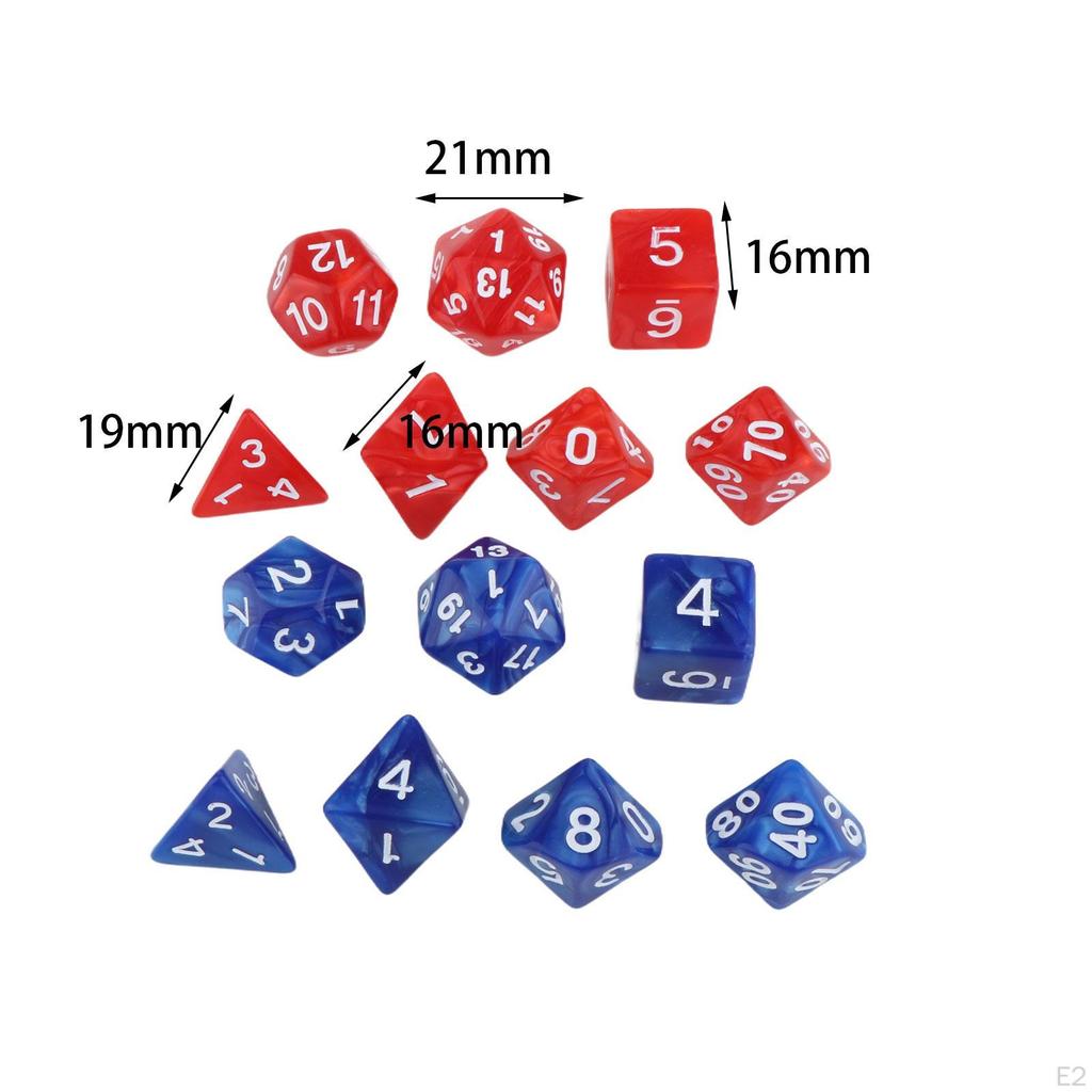 14 Pieces Polyhedral Dices Set Acrylic D4-d20 Game Playing Multi Sided for