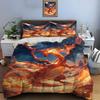 10 Sizes Pokémon Charizard Print Bedding Set 3 Pieces Setting Bed King Size Pillowcase Adult Bed Cover Bedroom Bed Set for Gifts