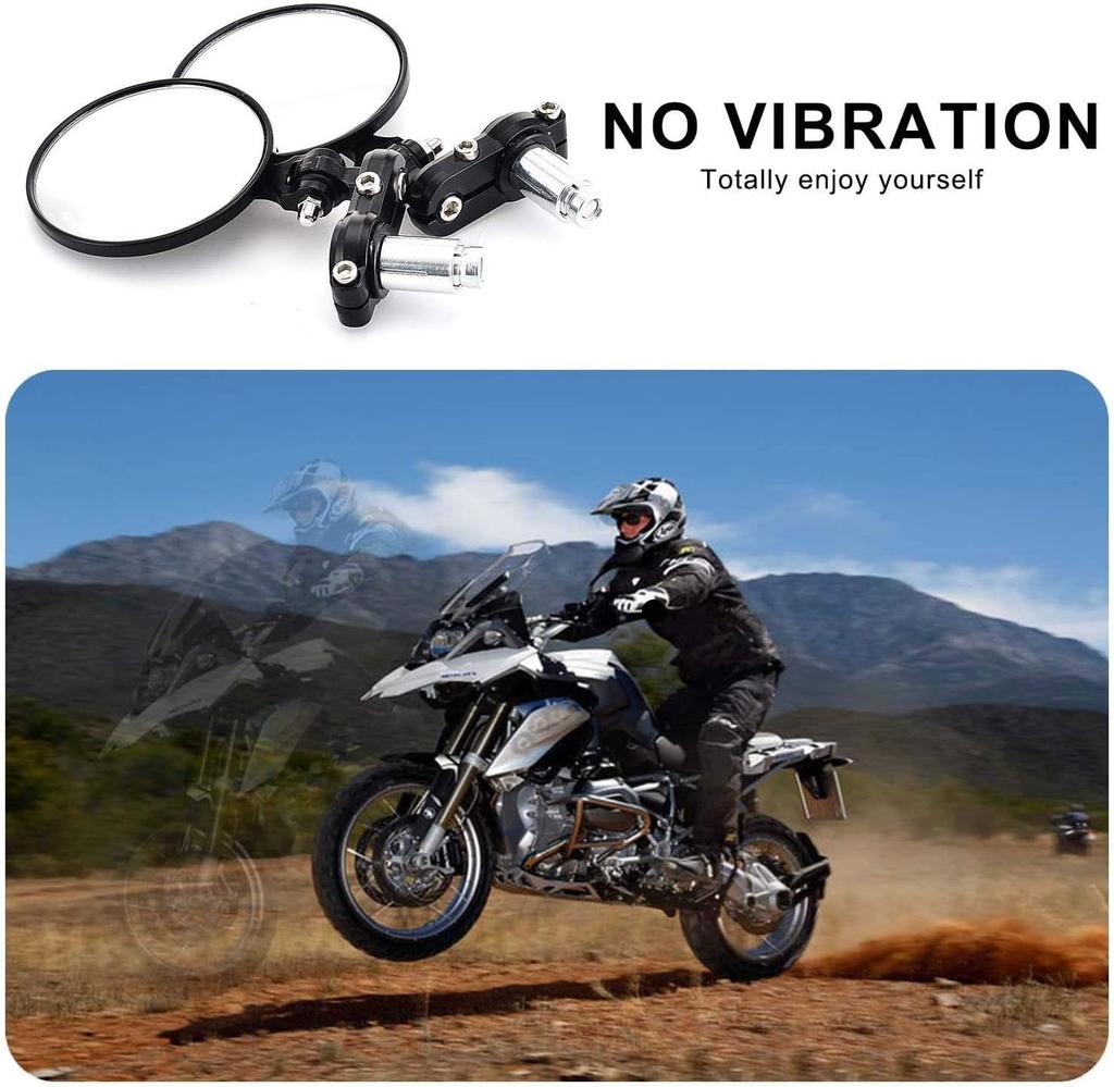KAWELL 55-AT652 Motorcycle Mirror, Bar End Mirror, Handle Mirror, Bike Mirager, Left and Right