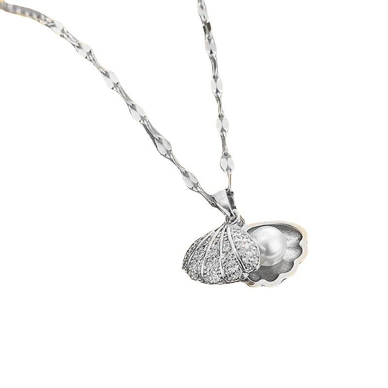 Minimalist Pearl Pendant Necklace With Electroplated Alloy And Irregular Design For Women