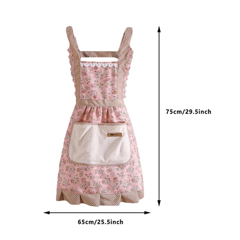 Easter Home Work Adjustable Apron Floral Print Cake Kitchen Cooking Women Girls Aprons with Pocket