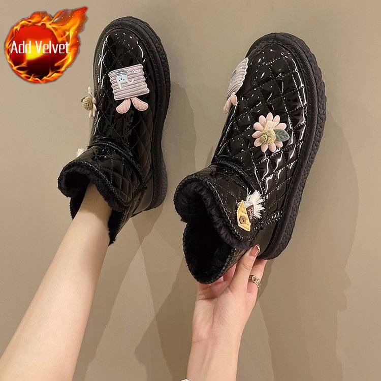 

Fashion Waterproof Plush Woman Shoes Round Toe Snow Boots for Women Winter Padded Booties Trend 2025 Non Slip Designer Luxury Boot Sale 40
