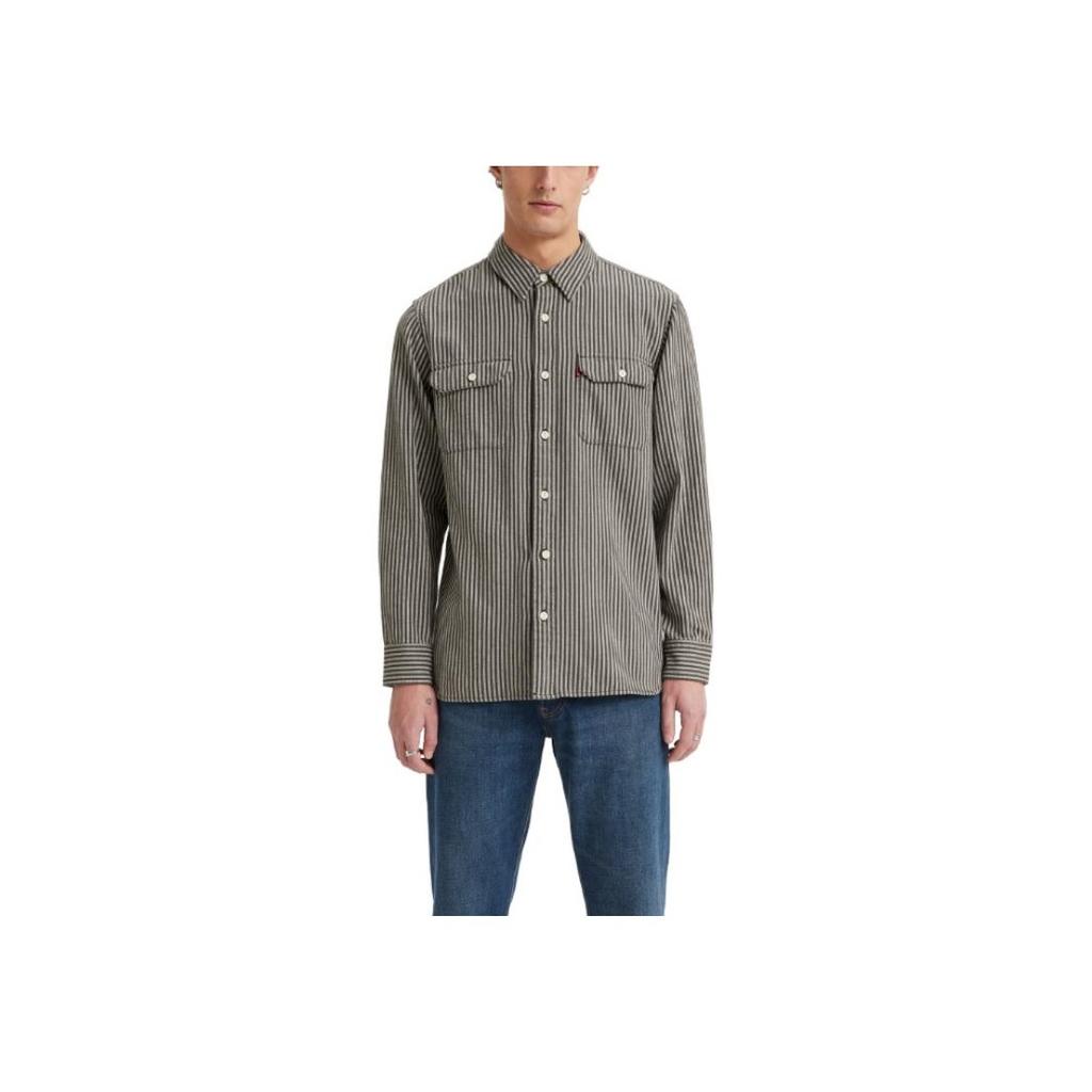 Levis Pointed Collar Button Long Sleeve Shirt Men Shirts Black White Striped 19587-0269