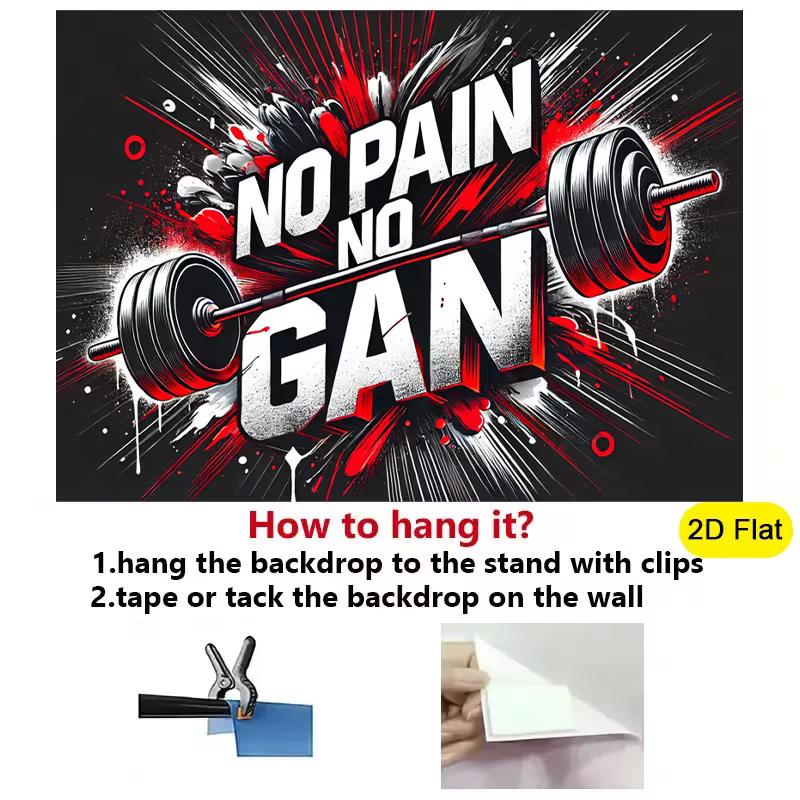2D Workout Motivation Hintergrund Graffiti Stil Hantel & Fitness Text Wanddekor