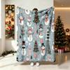 230g Flannel Fleece Blanket Christmas Snowman Pine Tree Pattern Soft Warm Cozy Winter Blanket for Christmas Decoration