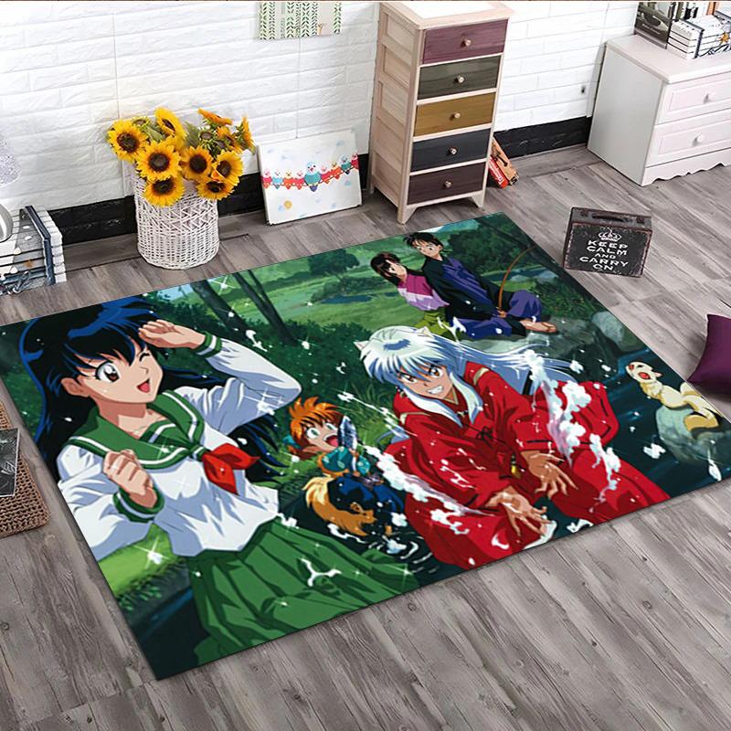 1PC Inuyasha Carpet Office Decorative Carpet For Living Room Bedroom Door Mat Floor Rug Computer Chair Area Rug Perfect Holiday Gift