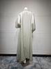 AB453 Puff Sleeve Cardigan: Elegant Long Dress & Robe Set with Hot Drill Accents